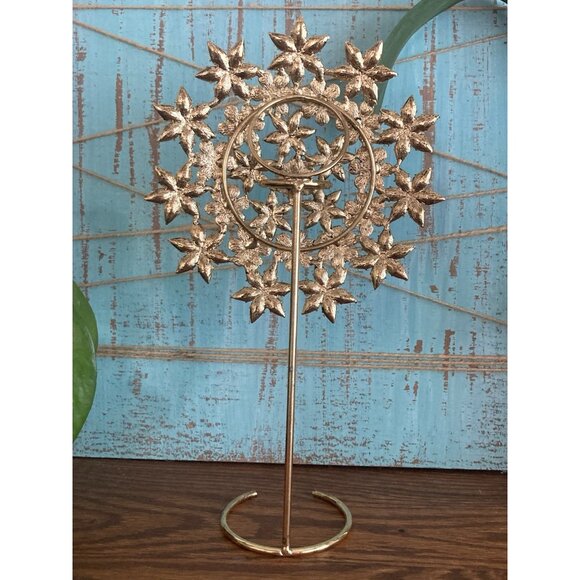 Pottery Barn Jeweled Snowflake Christmas Tree Topper White Yellow Pearl Goldtone - Picture 8 of 12